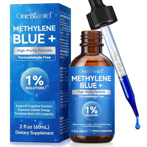 Azul de Metileno Solución de 1% Methylene Blue con Pipeta 60 ml, Ultraalta pureza, con Vitamina C & Stevia | Testado en Laboratorio | Sin Formaldehído| Botella de vidrio | Methylene