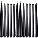Laskey Dripless Taper Candles 10 Inch Tall Wedding Dinner Candle Set of 12 (Black)