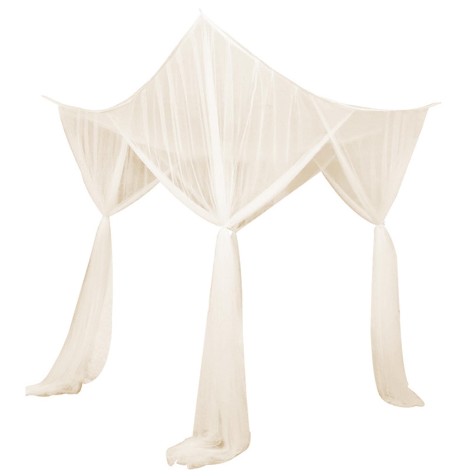 4 Corner Post Canopy Bed Curtain Bedroom Cozy Hanging Valance for Girls Beige|Bed Canopies & Drapes|Bedding|Home-image-38