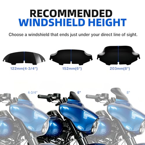Image of DREAMIZER Wave Windshield Windscreen,Specific Fit Motorcycle Windshield, PC Wind Deflector Compatible with Harley Touring Electra Street Tri Glide 1996-2013 (Black 6inch)