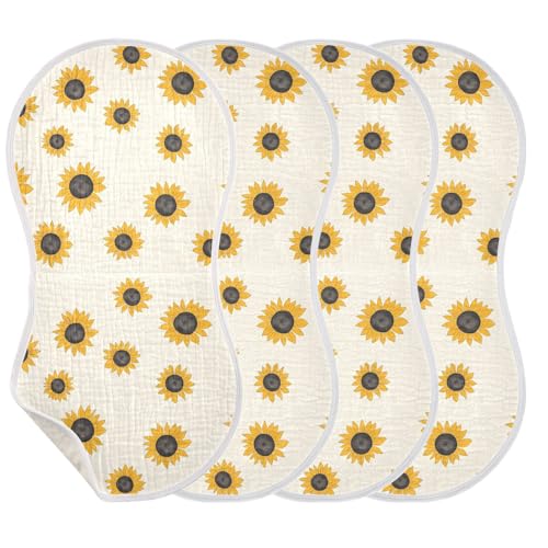 Sunflower Simple Minimalist Cotton Baby Burp Cloths Easy Care spit up Cloth for Babies boy and Girl Set of 2, 22x11in3