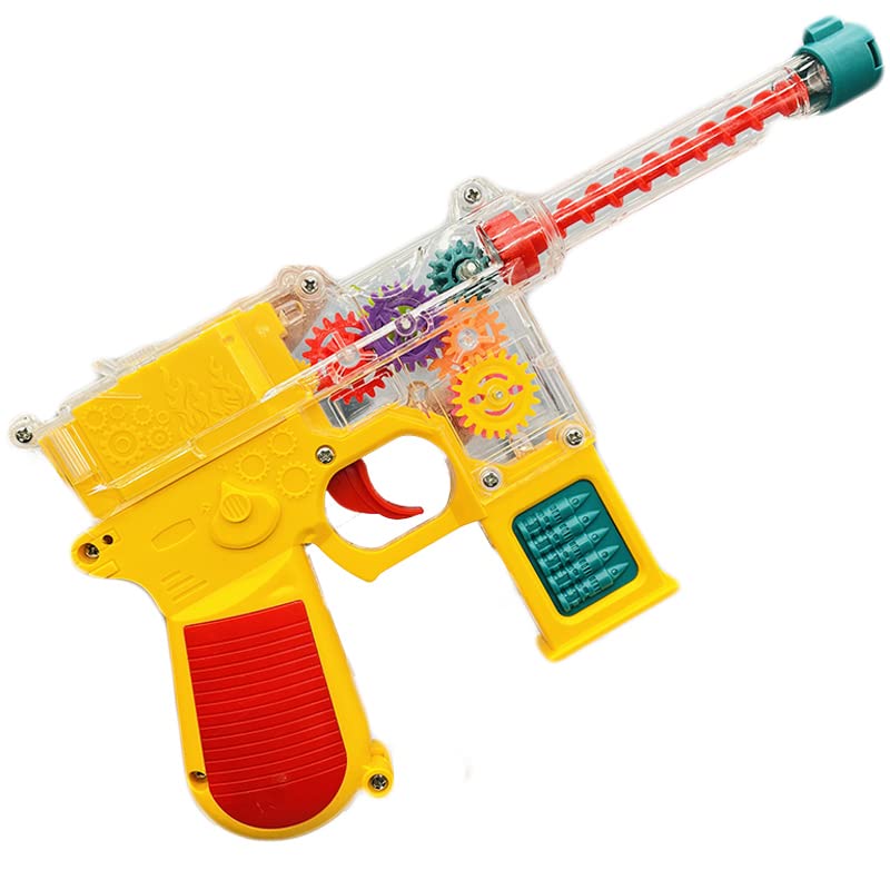 PLUSPOINT Transparent Gun Toy for Kids with 3D Lights Musical with Moving Gears Concept Gun Toys with Colourful Flashing Light Music Toy for Boys Girls Kids Birthday Gift Pack of 1pc (Gear Pistol)