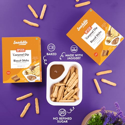 Image of Snackible Assorted Mini Dipsters - (Pack of 12)| 4 Unique Flavours | Chocolatey, Butterscotch, Caramel, Vanilla Creme | No Palm Oil | No Refined Sugar | Sweetened with Jaggery | Baked | Healthy Snack | Chip and Dip Combo | Made with Whole Wheat | Travel Friendly