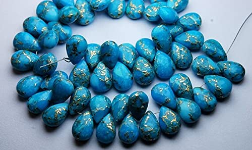 Turquoise cuivrée poire lisse 8x12mm LKBEADS pour création bijoux