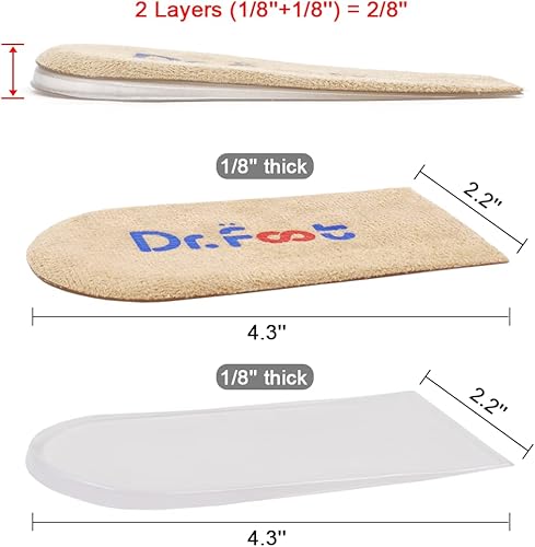 Vista 30 de Dr.Foot Insertos ortopédicos ajustables para levantamiento de talón, plantilla de aumento de altura para discrepancias de longitud de piernas, Beige