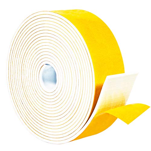 Image of Yotache White Foam Rubber Seal Strip Tape 2 inch x1 /8 inch, 16 Ft