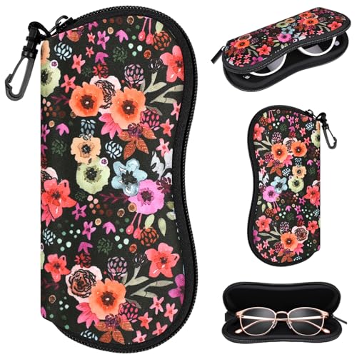 Image of Sunglasses Case with Belt Clip, Ultra Light Neoprene Zipper Soft Padded Glasses Case for Women Men