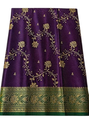 Image of Women's Glory Banarasi Satin Silk Saree with Rich Golden Zari Floral Embroidery | Kanjivaram Style | Traditional Wedding & Festive sadi with Contrast Border | Designer Party Sari Collection