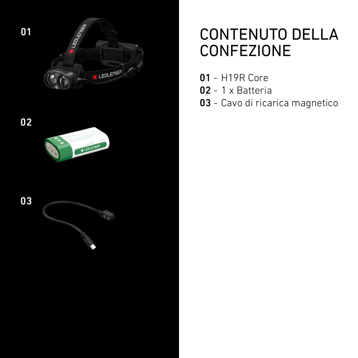 Ledlenser H19R Core Torcia Frontale LED, 3500 Lumen, Batteria Ricaricabile al Litio, con Luce Rossa, Impermeabile IP67, Portata Luminosa di 300m, Fusion Light, Cavo di ricaricamagnetico USB