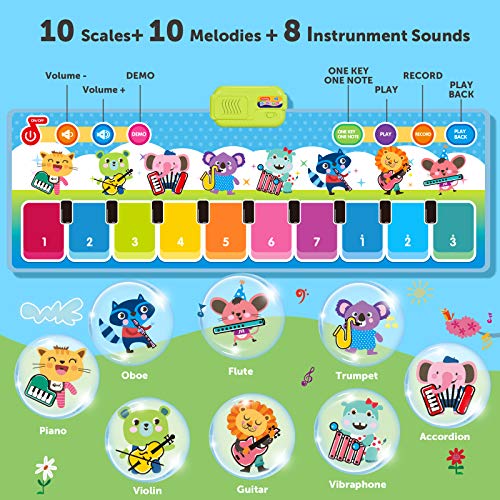 Joyjoz Piano Mat, Upgraded Musical Mat With 8 Instruments Sounds Child Floor Keyboard Touch Play Blanket Dance Mat Build-In Speaker & Recording Function Xmas Gift Toys For Baby Girls Boys Toddlers #TOP2