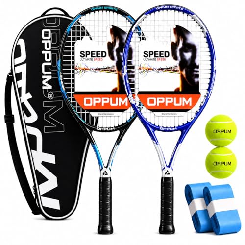 OPPUM 2-Pack Adult Tennis Rackets, 105 Sq Inch Oversized Head Pre-Strung for Beginners and...