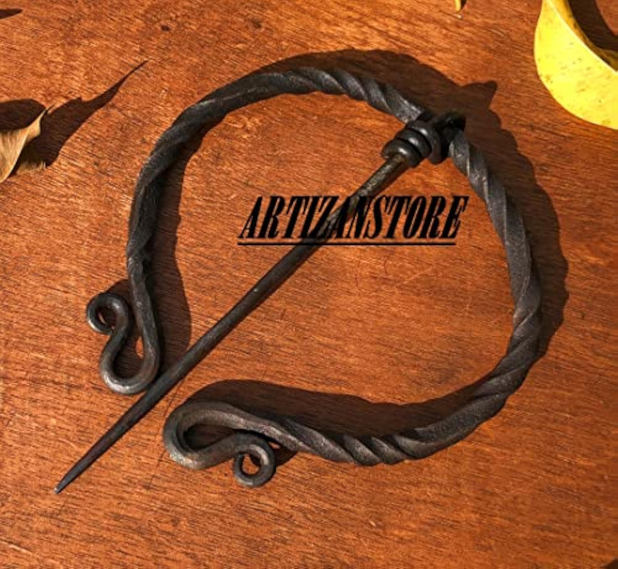 Large Twisted Penannular Brooch Cloak Pin, Elegant Design
