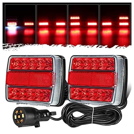 Partsam Magnetic Trailer Lights Led Towing Kit Stop Turn Signals Tail Rear Brake Indicator License Plate Lamps Assembly 2x Red 26LEDs Pure Copper Wire 25ft Cable with 7 Pin Plug IP67 Waterproof 12V