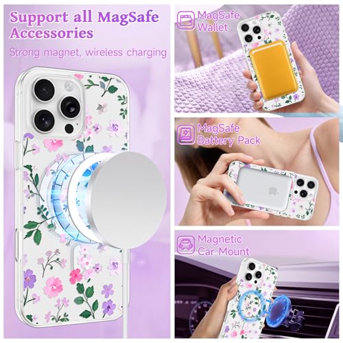 Coque iPhone 15 Pro motif floral rose violet, le cadeau idéal pour femme - 2