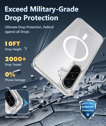 Image of DIZORO Magnetic for Samsung A17 5G Case Clear [Compatible with MagSafe][Anti-Yellowing][Built-in 4 Airbags][Military Grade Protection][Shockproof Slim] Samsung A17 Phone Back Cover (Clear)