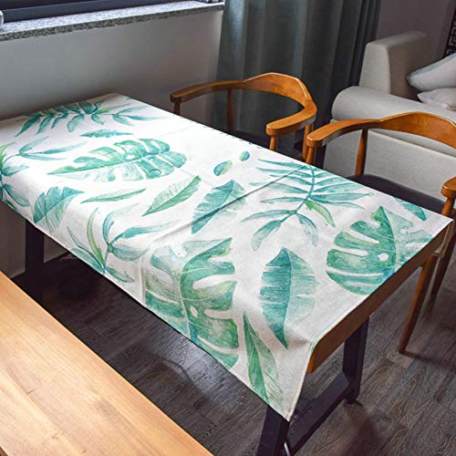 Nappe feuilles tropicaux coton lin anti-poussière pour protéger une table rectangulaire moderne - 2