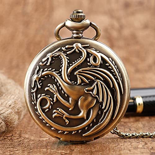 Image of AUGEN Pocket Watch Metal Keychain Dragon Retro Vintage for Gifting With Key Ring Anti-Rust (Pack Of 1)