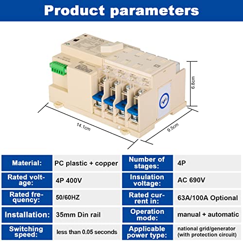 W2R Mini ATS, GEYA 2P/3P/4P Elettrico Interruttore...