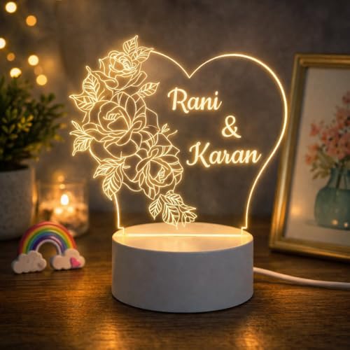 Image of Customized 3D Lamp for Couples - Personalized LED Night Light with Names, Unique Gift for Husband Wife, Custom Romantic Decor for Birthday, Wedding, or Valentine (Name Couple Lamp)
