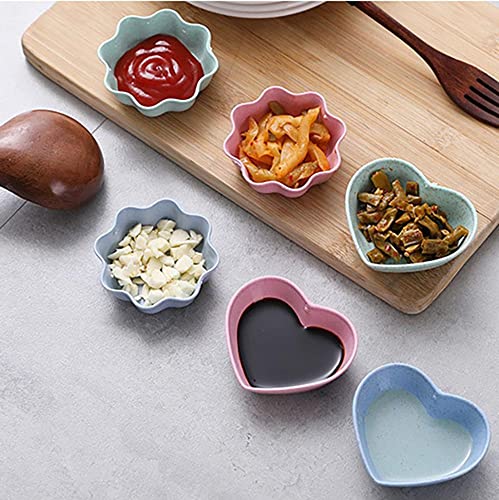 Mini Condiment Seasoning Dish Flower Heart Shape Sauce Bowl, Plates Tasting Dishes Dipping Bowls Food Sauce Dish Appetizer Plates (Pink, Heart Shape) #TOP7