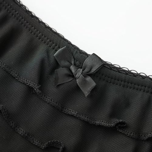 Image of Lace Ruffle Bloomers Women Lolita Mini Shorts Mesh Pumpkin Micro Boy Bottoms Ruffled Pettipants Layered Panties