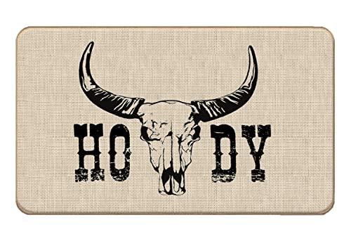 Lacosu Western-Fußmatte, Howdy-Türmatte, Bull-Dekor für Zuhause, Western-Dekoration für neues...