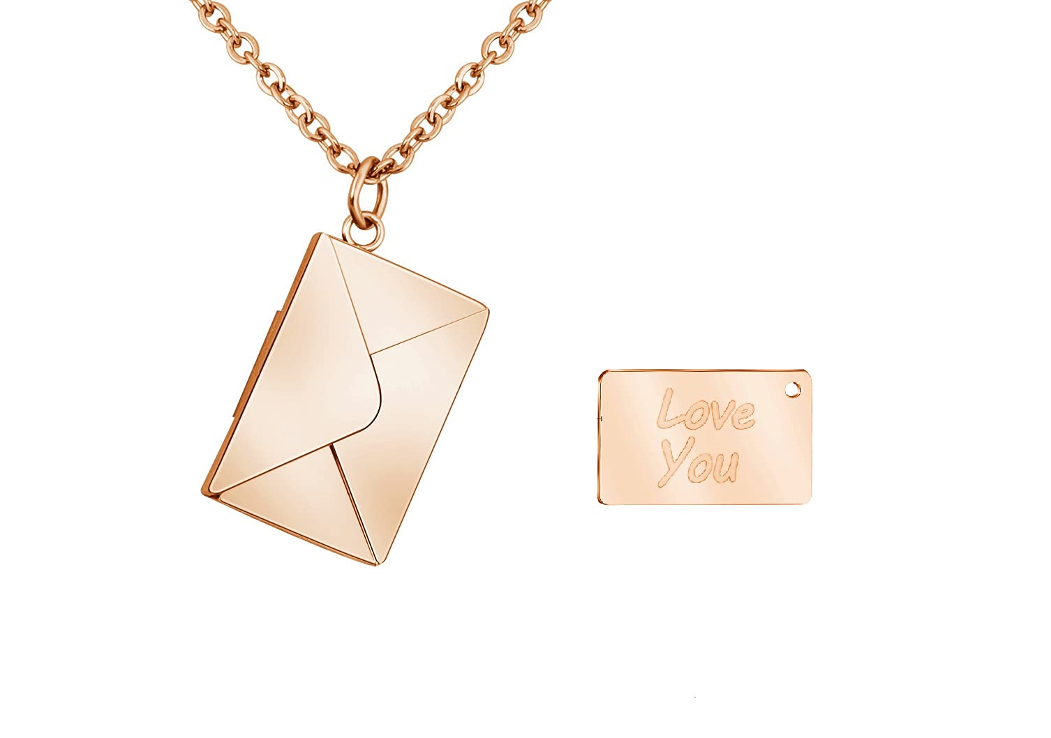 Geekmonkey Envelope Necklace Love U Jewelry For Her On Valentines Day For Unisex Adult (Gold Color) (B09DL739DY) Amazon Price History, Amazon Price Tracker