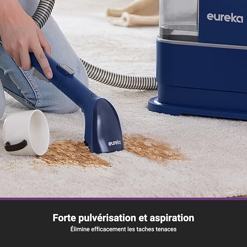 Eureka NEY100 Nettoyeur Canapé Tissu 12500Pa,Aspirateur Nettoyeur de Tapis pour canapé, Tapis, Rembourrage, Voiture,Shampouineuse avec Réservoir d'Eau de 1,5 Litre et Détergent de 450 ml