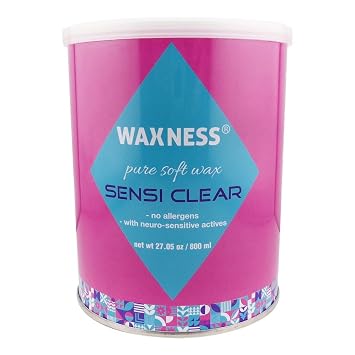 Waxness Sensi Clear Pure Soft Wax Tin 27 oz 800 g Rosin-Free Clear Gel Formula with Neuro-Active Comfort Complex - Made in Italy