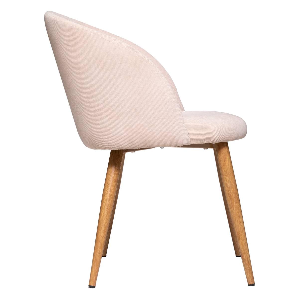 Atmosphera - Fauteuil Celeste Velours Côtelé Beige - L 53 x H 81 cm - Confortable, Style Scandinave - pour Salon, Salle à Manger, Bureau