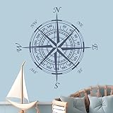 Nautical Compass Wall Decal | Bedroom Decor for Baby Boy & Girl | Party Decorations | Nursery | Multiple Size Options (Wide 22'x 22' Height)