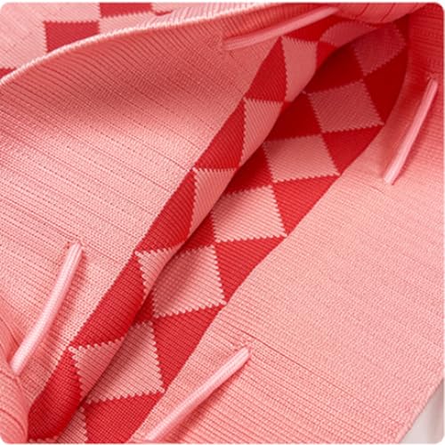 Crochet Checkered Bucket Bag Women Knit Shoulder Tote Hobo Bags Crossbody Purse Summer Beach Bag Drawstring Handbag 20253