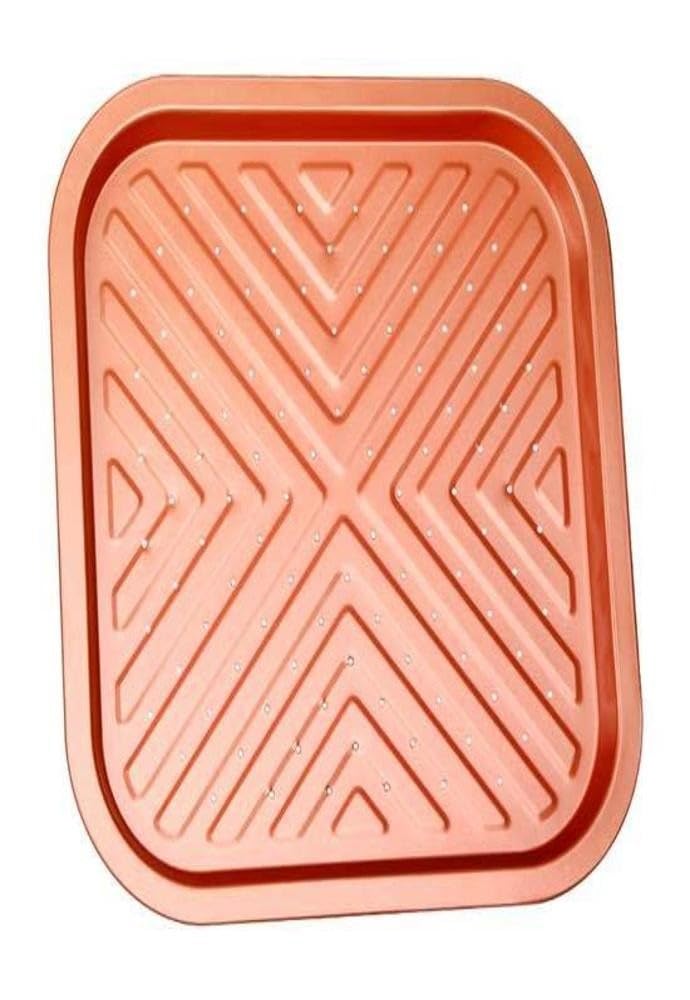 NutriChefNonstick Square Pizza Pan, 13" x 13" Heavy Duty Carbon Steel Tray with Perforated Holes, Dishwasher Safe - Copper