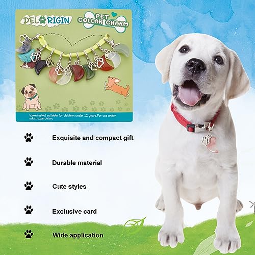 Delorigin HJEW-PH01619-US28 12Pcs Natural Gemstone Pet Collar Charms, Moon Shaped Jewelry Charms Colorful Dog Paw Pet Puppy Collar Pendants Clip-On Charms thumb #4
