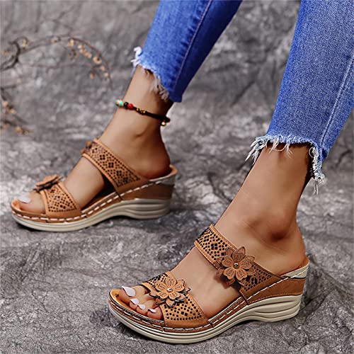 Sandals for Women Thick Bottom Fish Mouth Open Toe Buckle Back Strap Slippers Comfortable Solid Color Casual Pump Wide Feet4