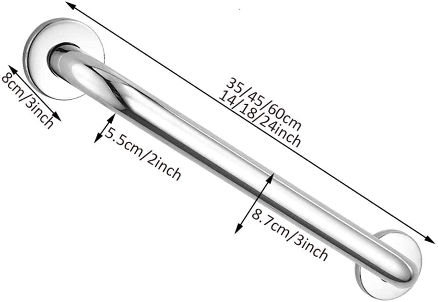 Maniglie per corrimano, Barre di Sostegno per Vasca da Bagno, corrimano di Sicurezza in Acciaio Inox per WC, corrimano di Supporto per l'equilibrio della Doccia del Bagno per anzia