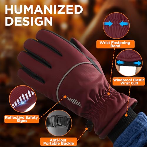 Image of rivmount Winter Gloves with Waterproof /Touchscreen /Warm, Thermal Snow Glove for Cold Weather Running, Ski, Cycling, Women Men