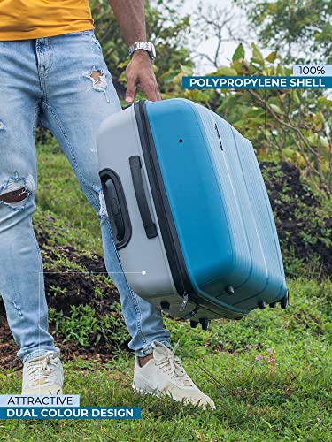 Image of Nasher Miles Nicobar Hard-Sided Polypropylene Check-in Luggage Blue and Grey 24 inch |65cm Trolley Bag