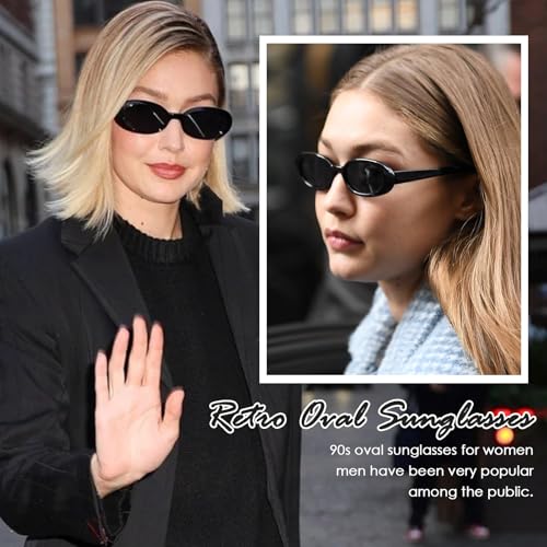 Retro Oval Sunglasses for Women Men Trendy Small Oval Shaped Sun Glasses 90's Vintage Shades4