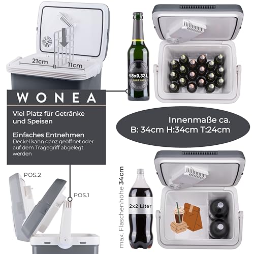 WONEA 32 Liter Thermoelektrische Kühlbox 12V 230V KÜHLEN und WÄRMEN Camping Kühlbox Auto LKW