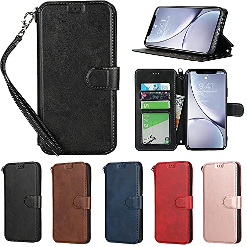 Eastwave アイフォン iPhone XR ケース 手帳型 iPhoneXR 手帳式 カバー iphone xr 財布型 ケース 横置きスタンド 機能 PUレザー カード収納 衝撃吸収 軽量 超薄型 ベルト付き—ブラック