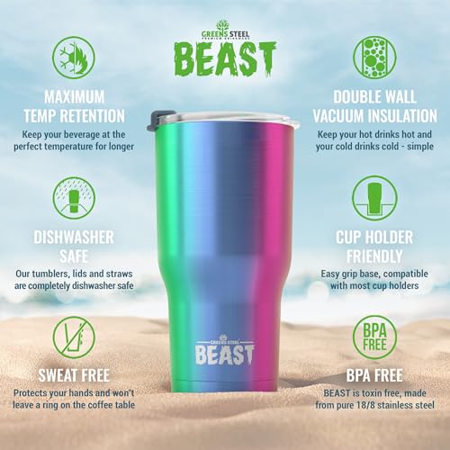 Beast 20 oz Tumbler Stainless Steel Vacuum Insulated Coffee Ice Cup Double Wall Travel Flask (Rainbow) - Thumbnail 6