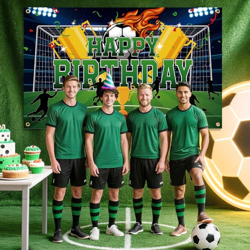 Telón de fondo para fiesta de cumpleaños de fútbol 72.8 x 43.3 in miniatura 4