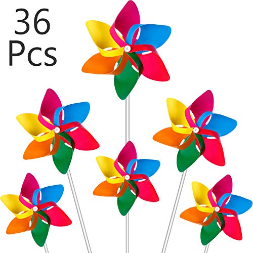 Arcobaleno Girandola di Plastica, Festa Girandole Fai da Te Prato Mulino a Vento Set per Adolescenti Giocattolo Giardino Festa Prato Decor (36, Multicolore B)