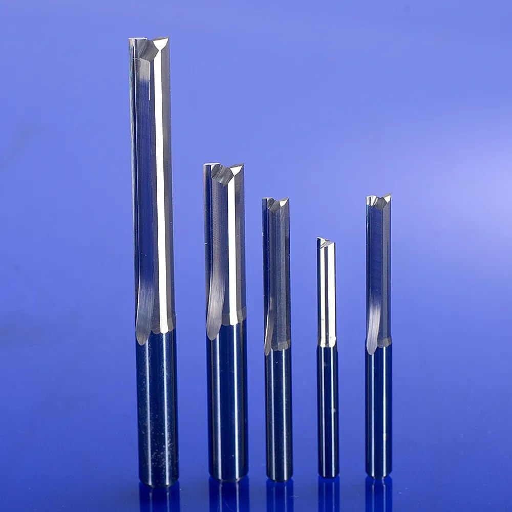 10 szt. Bit prosty z węglika spiekanego, zestaw końcówek do cięcia płaskiego do grawerowania i frezowania CNC - 3,175/4/5/6/8mm, dwa ostrza(6x42x70L)
