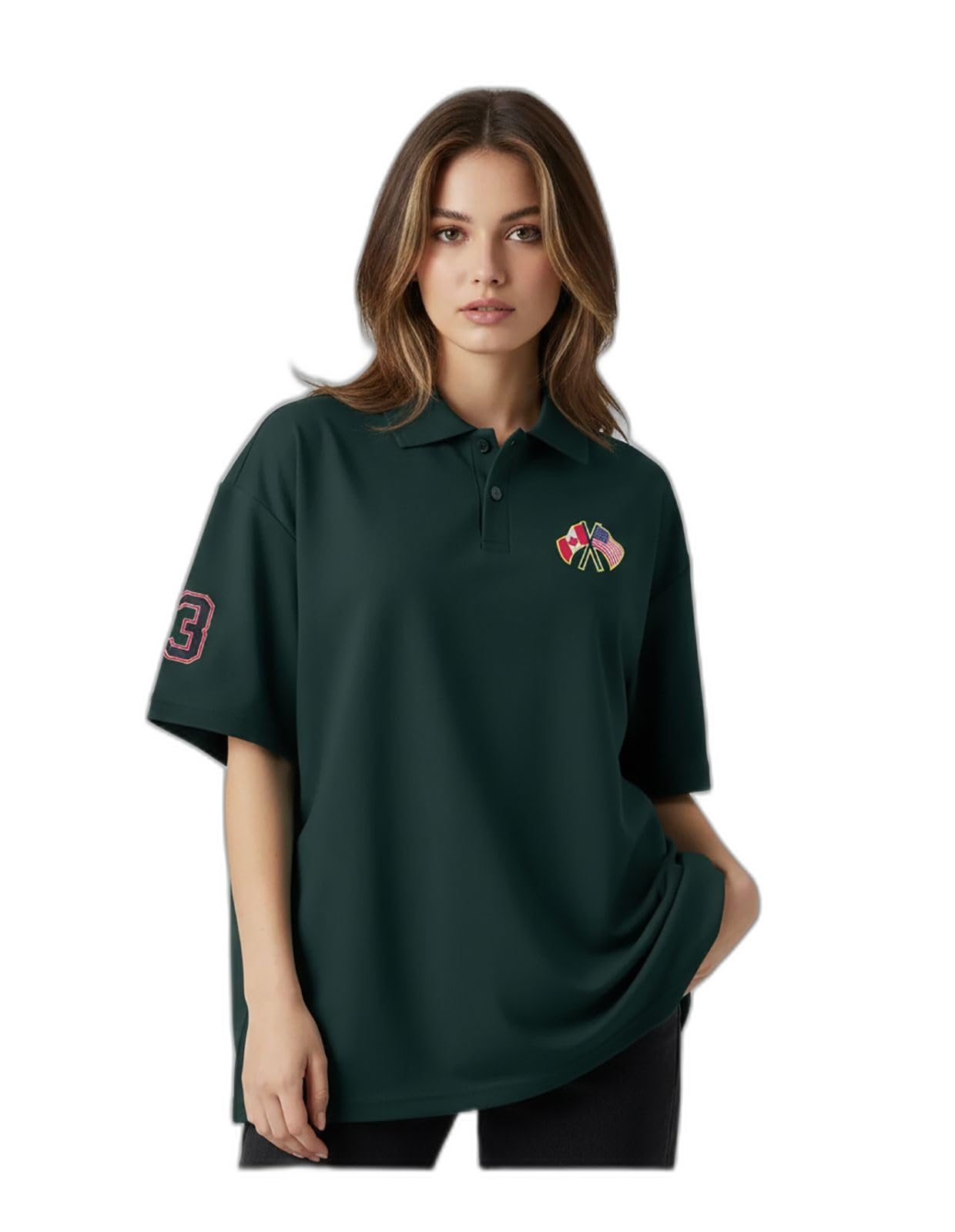 Merriment Printed Women Polo Neck Dark Green T-Shirt (WOM1003-BGREEN_M)_PT-image-14