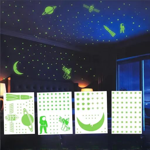 Glowing Space-Themed Wall Stickers – Radium Night Decor for Kids & Adults | Glow in The Dark Wall Stickers for Bedroom and Ceiling | Space Galaxy Planets Stars Moon Rocket Astronaut Wall Decals-image-20