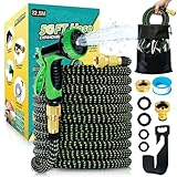 Flexibler Gartenschlauch 22.5M, Dehnbarer Gartenschlauch mit 10-Funktions-Düse, Wasserschlauch flexibel mit 4-Lagen Latex & 3750D Gewebe, Knickfrei & Leicht für Garten & Auto,Grün