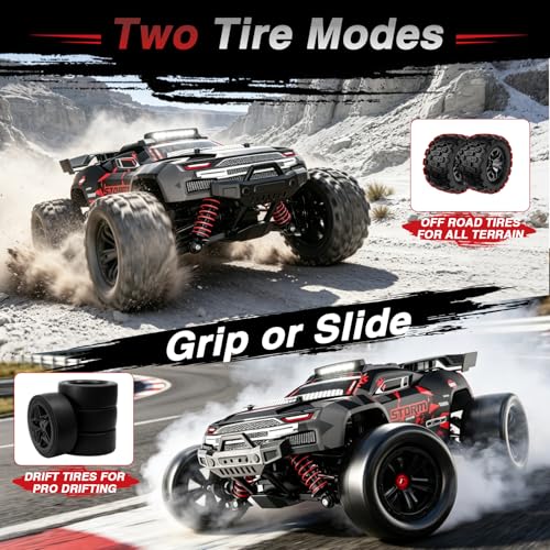 Image of KGF 1:18 Scale All Terrain RC Cars for Adults,High Speed Remote Control Car | Fast RC Cars for Boys Age 8-1,2.4GHz 4WD Off Road Monster Truck, 4X4 Fast Drift Wheel RC Truck with 2 Rechargeable Batteries