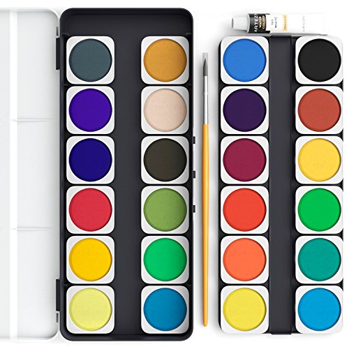 Arteza Watercolor Paint Set, Set Of 25 Water Colors, Vibrant Pan Paints With Brush, Art Supplies Kit For Artists & Adults, For Travel Painting, Sketching, And Illustrating #TOP1